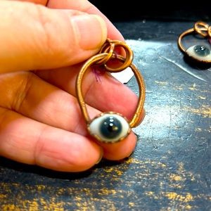 Copper Plated Antique Glass Doll Eye Pendants